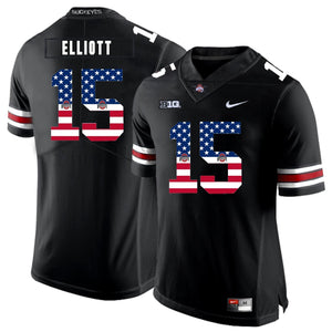 Ohio State Ezekiel Elliott 15 American Flag Black 2 Football Jersey