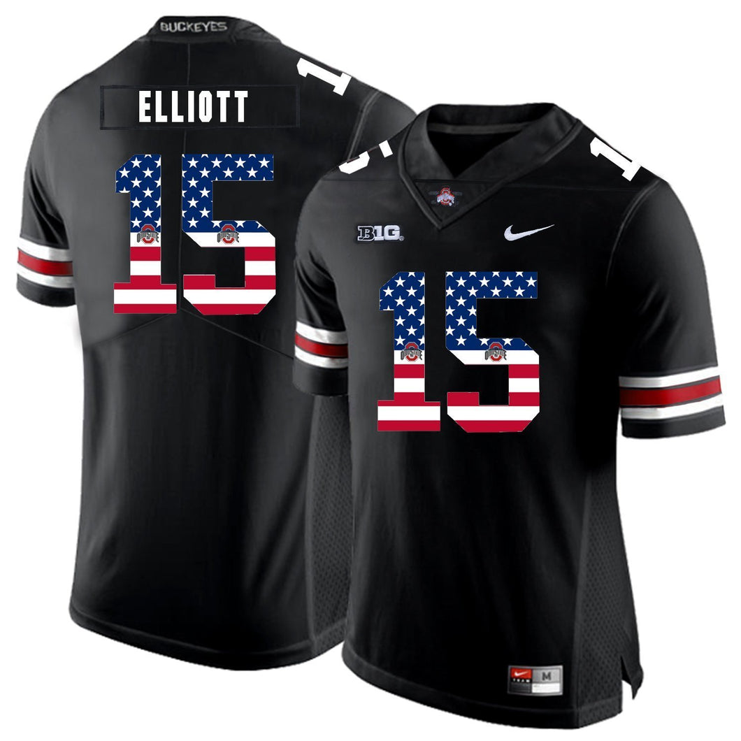 Ohio State Ezekiel Elliott 15 American Flag Black 2 Football Jersey