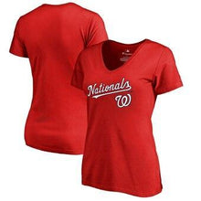Load image into Gallery viewer, Washington Nationals  Women's Team Lockup T-Shirt - Red MLB Women T-shirt