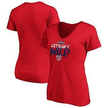 Load image into Gallery viewer, Washington Nationals Majestic Women's 2019 Postseason Locker Room V-Neck T-Shirt - Red MLB Women T-shirt
