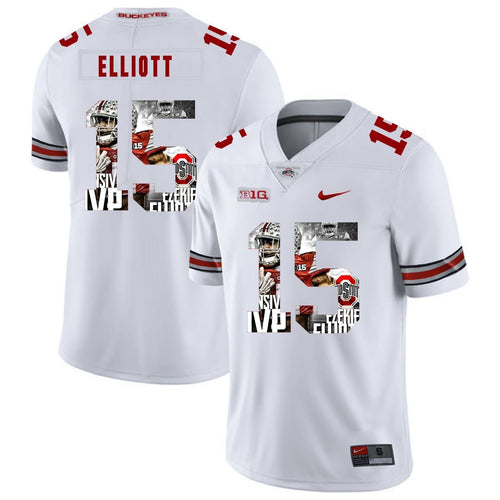 Ohio State Ezekiel Elliott 15 Digital Art White 2 Football Jersey