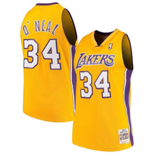Load image into Gallery viewer, Shaquille O`Neal Los Angeles Lakers Mitchell &amp; Ness 1999-00 Hardwood Classics Swingman Jersey – Gold