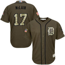 Load image into Gallery viewer, Tigers 17 Denny Mclain Green Salute To Service Stitched Mlb Jersey