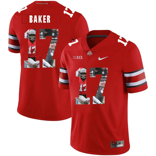 Ohio State Jerome Baker 17 Digital Art Red 3 Football Jersey