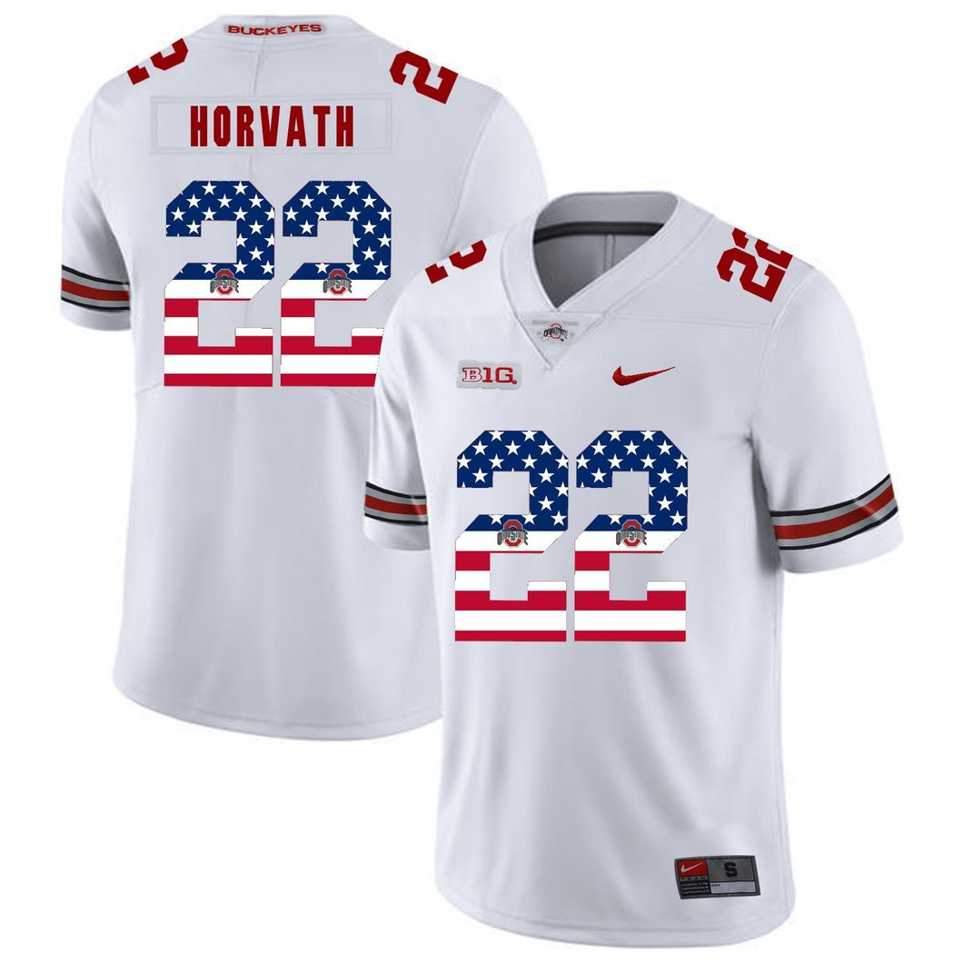 Ohio State Les Horvath 22 American Flag White 2 Football Jersey