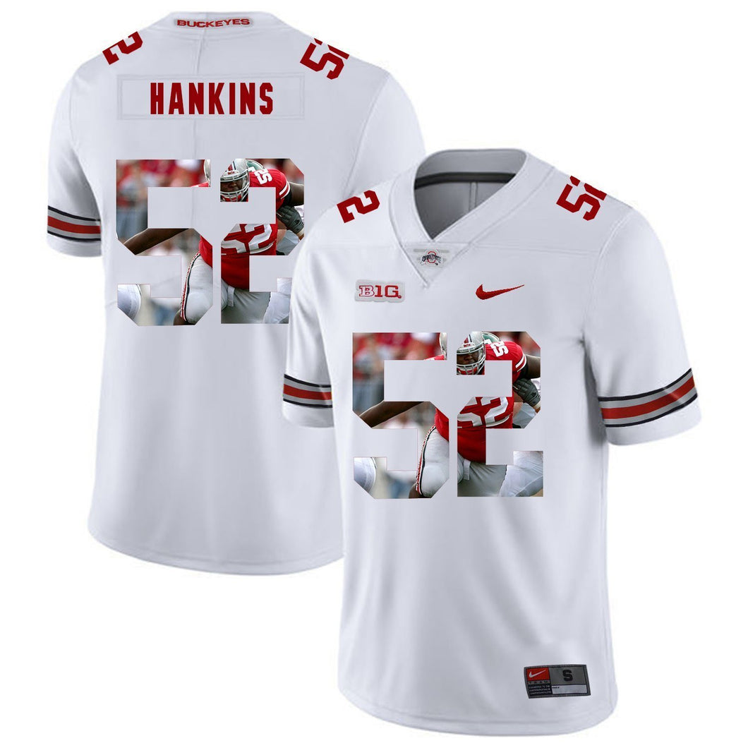 Ohio State Johnathan Hankins 52 Digital Art White 2 Football Jersey