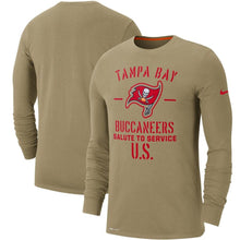 Load image into Gallery viewer, Tampa Bay Buccaneers Nike 2019 Salute To Service Sideline Performance Long Sleeve Shirt - Tan - NFL Long Sleeve