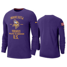 Load image into Gallery viewer, Vikings 2019 Salute To Service Purple Long Sleeve T-Shirt NFL Long Sleeve
