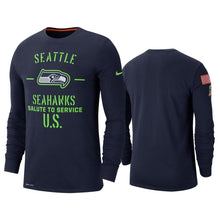 Load image into Gallery viewer, Seahawks 2019 Salute To Service College Navy Long Sleeve T-Shirt NFL Long Sleeve