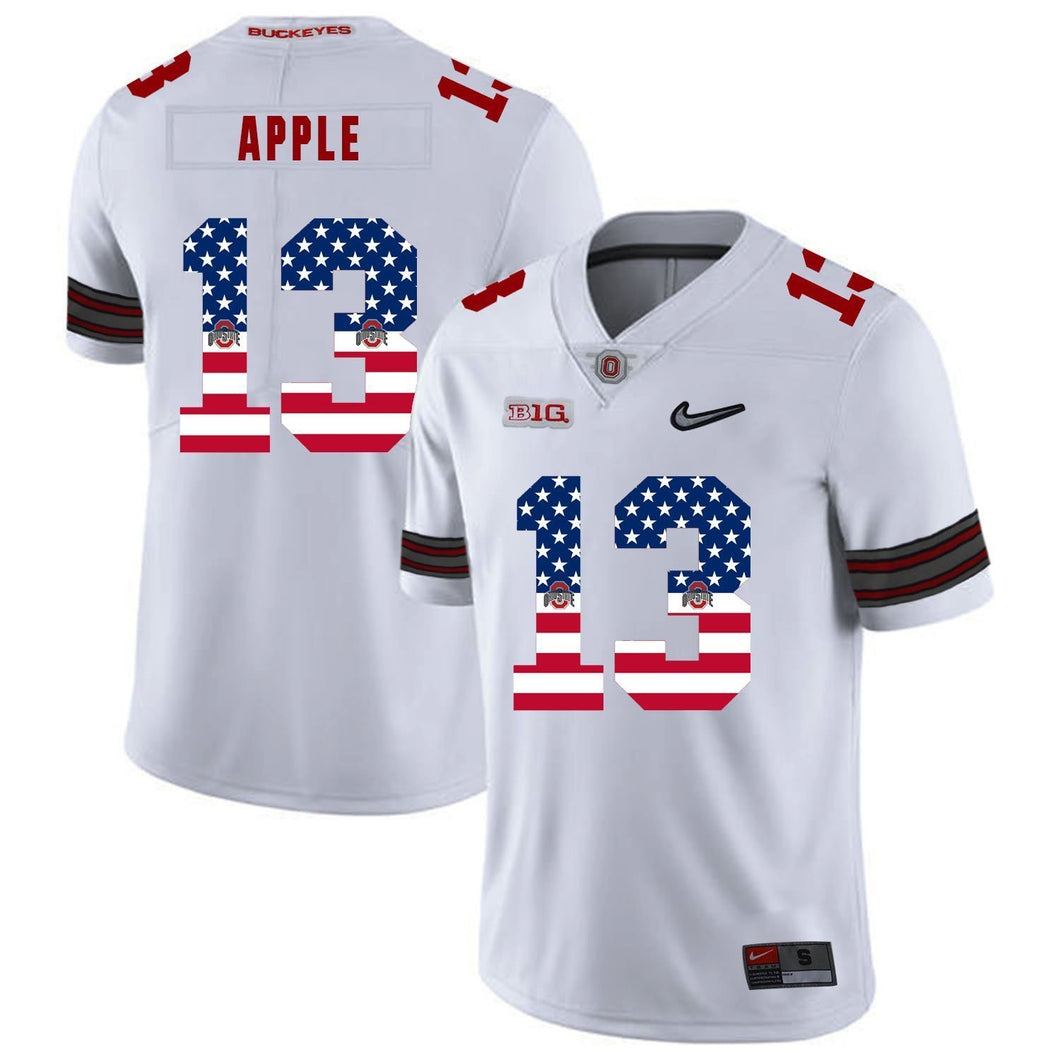 Ohio State Eli Apple 13 American Flag White 1 Football Jersey