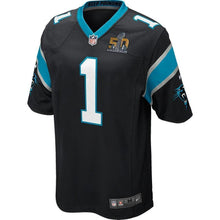 Load image into Gallery viewer, Super Bowl Merchandise Cam Newton Carolina Panthers Super Bowl 50 Bound Game Jersey Black