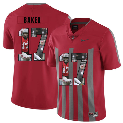 Ohio State Jerome Baker 17 Digital Art Red 2 Football Jersey