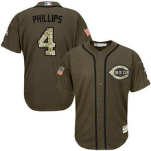 Load image into Gallery viewer, Reds 4 Brandon Phillips Green Salute To Service Stitched Mlb Jersey