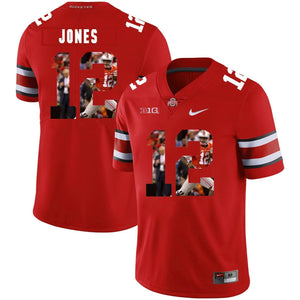 Ohio State Cardale Jones 12 Digital Art Red 3 Football Jersey