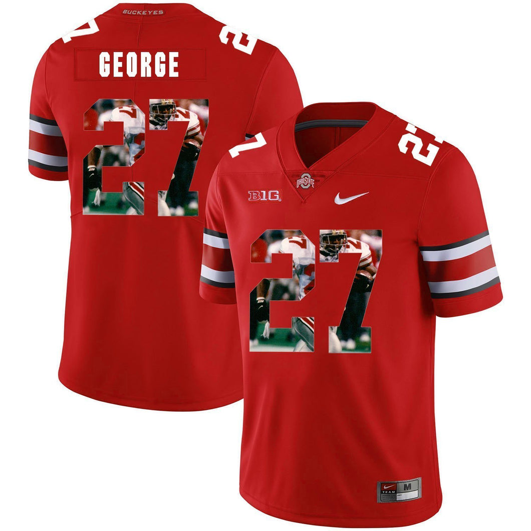 Ohio State Eddie George 27 Digital Art Red 3 Football Jersey