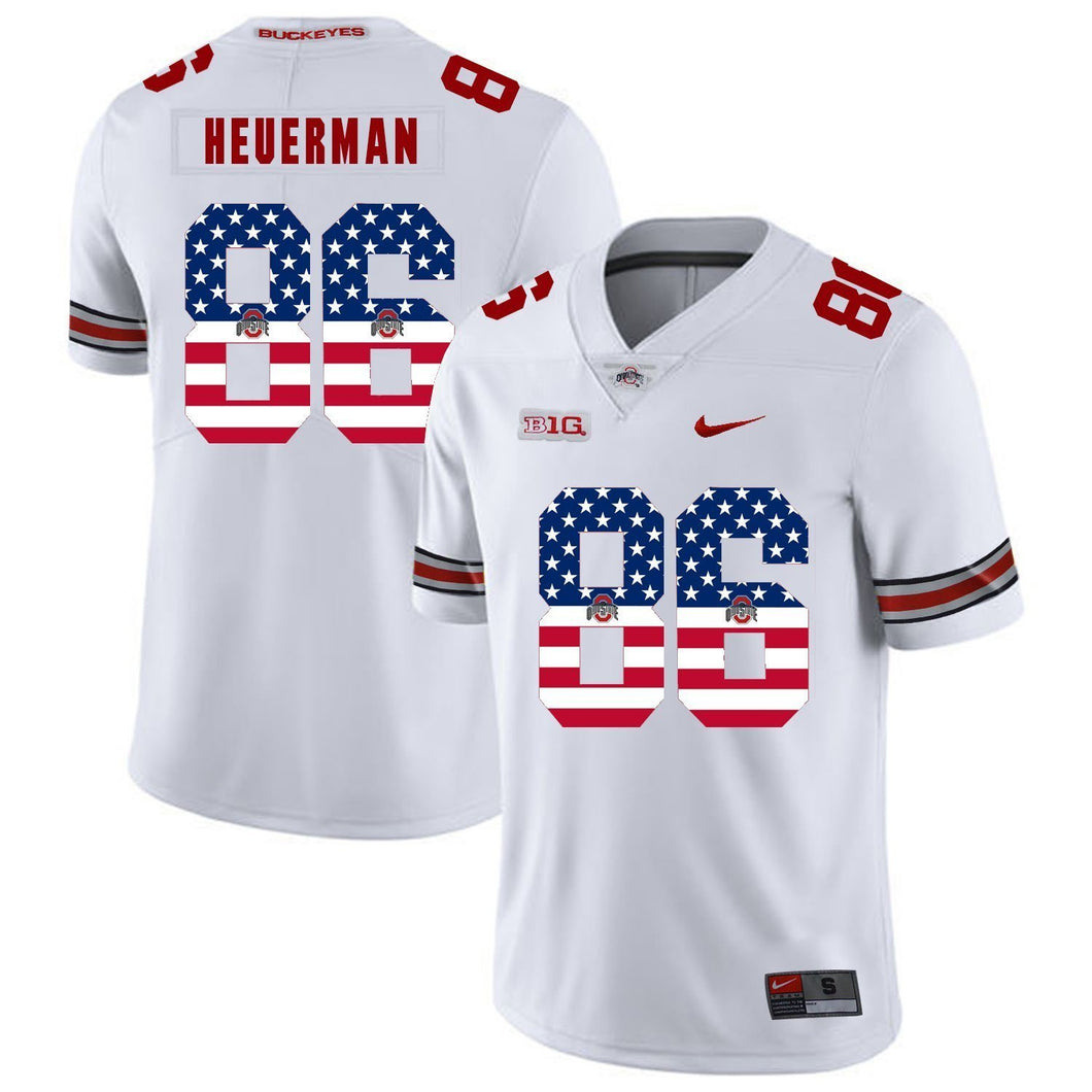 Ohio State Jeff Heuerman 86 American Flag White 2 Football Jersey