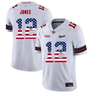 Ohio State Cardale Jones 12 American Flag White 1 Football Jersey