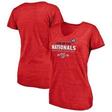 Load image into Gallery viewer, Washington Nationals Majestic Women's 2019 World Series Champions Complete Game V-Neck T-Shirt - Heather Red MLB Women T-shirt