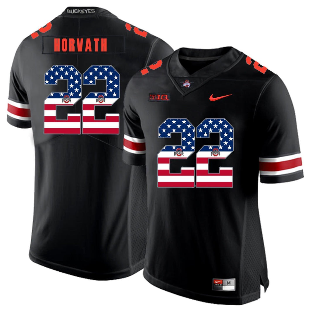 Ohio State Les Horvath 22 American Flag Black 1 Football Jersey