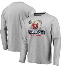 Load image into Gallery viewer, Washington Nationals  2019 World Series Champions Locker Room Space Dye Long Sleeve T-Shirt - Gray MLB T-shirt