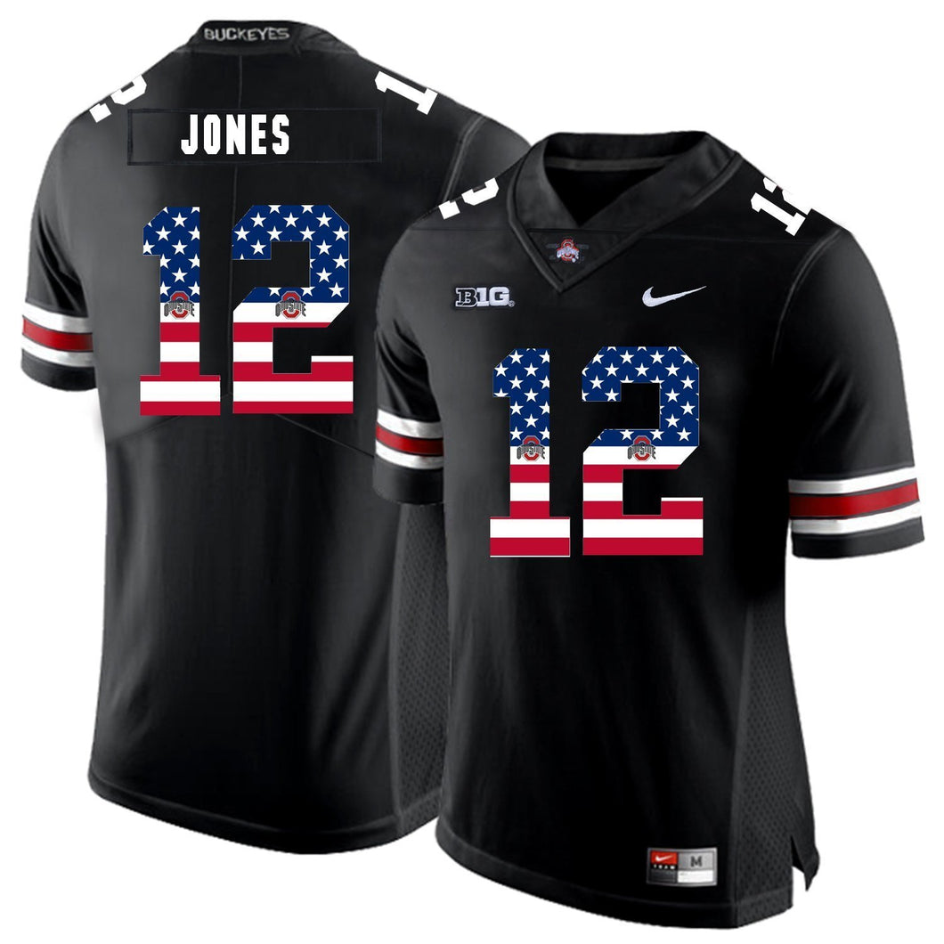 Ohio State Cardale Jones 12 American Flag Black 2 Football Jersey