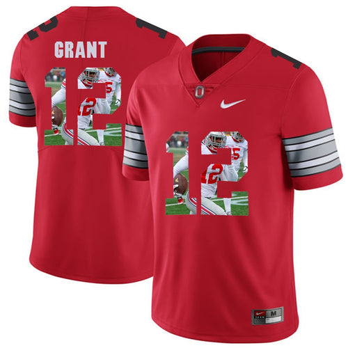 Ohio State Grant 12 Digital Art Red Football Jersey