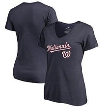 Load image into Gallery viewer, Washington Nationals  Women's Team Lockup T-Shirt - Navy MLB Women T-shirt