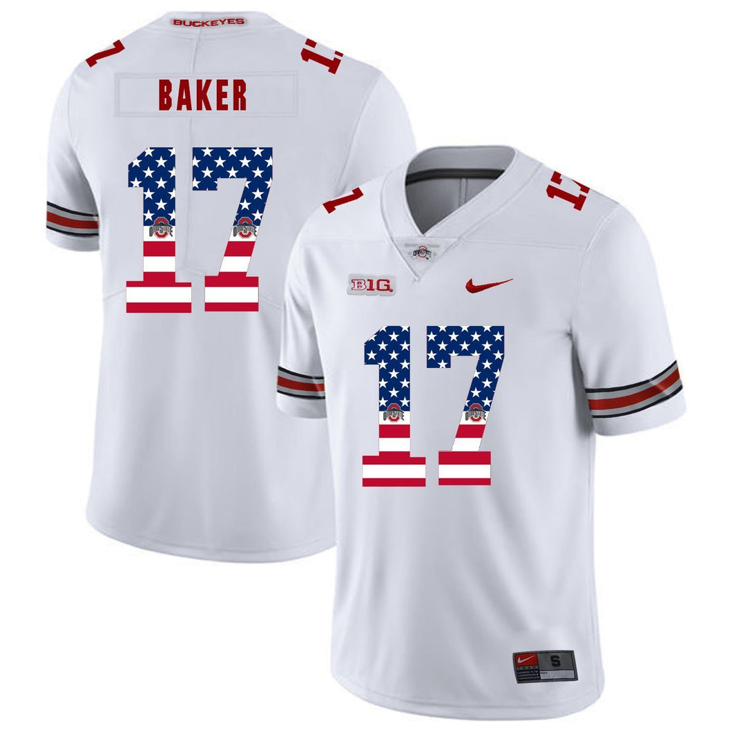 Ohio State Jerome Baker 17 American Flag White 2 Football Jersey