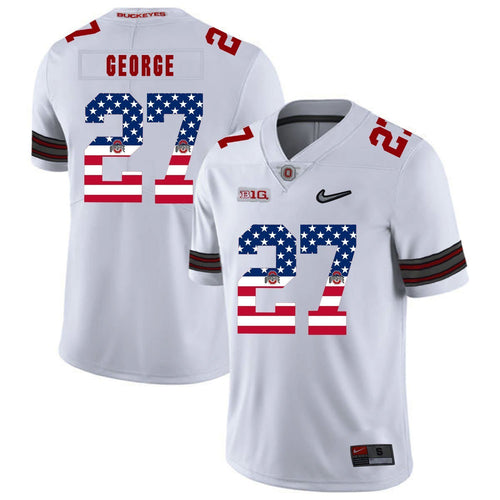 Ohio State Eddie George 27 American Flag White 1 Football Jersey