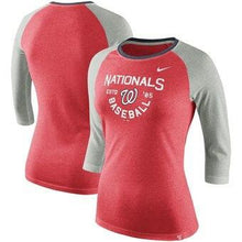 Load image into Gallery viewer, Washington Nationals  Women's Tri-Blend Raglan Three-Quarter-Sleeve T-Shirt - Heathered Red MLB Women T-shirt