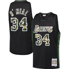 Load image into Gallery viewer, Shaquille O'neal Los Angeles Lakers Mitchell &amp; Ness Straight Fire Camo Swingman Jersey – Black