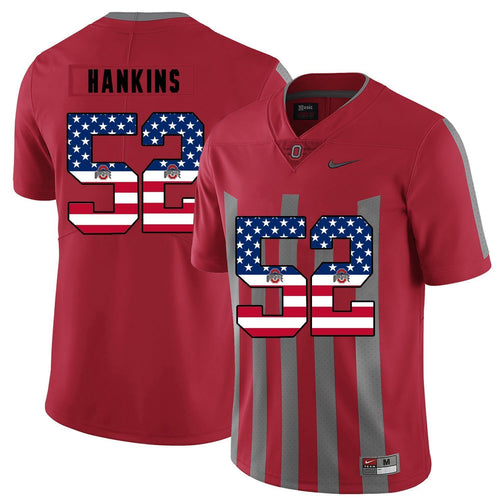 Ohio State Johnathan Hankins 52 American Flag Red 2 Football Jersey