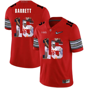 Ohio State J.T. Barrett 16 Digital Art Red 1 Football Jersey