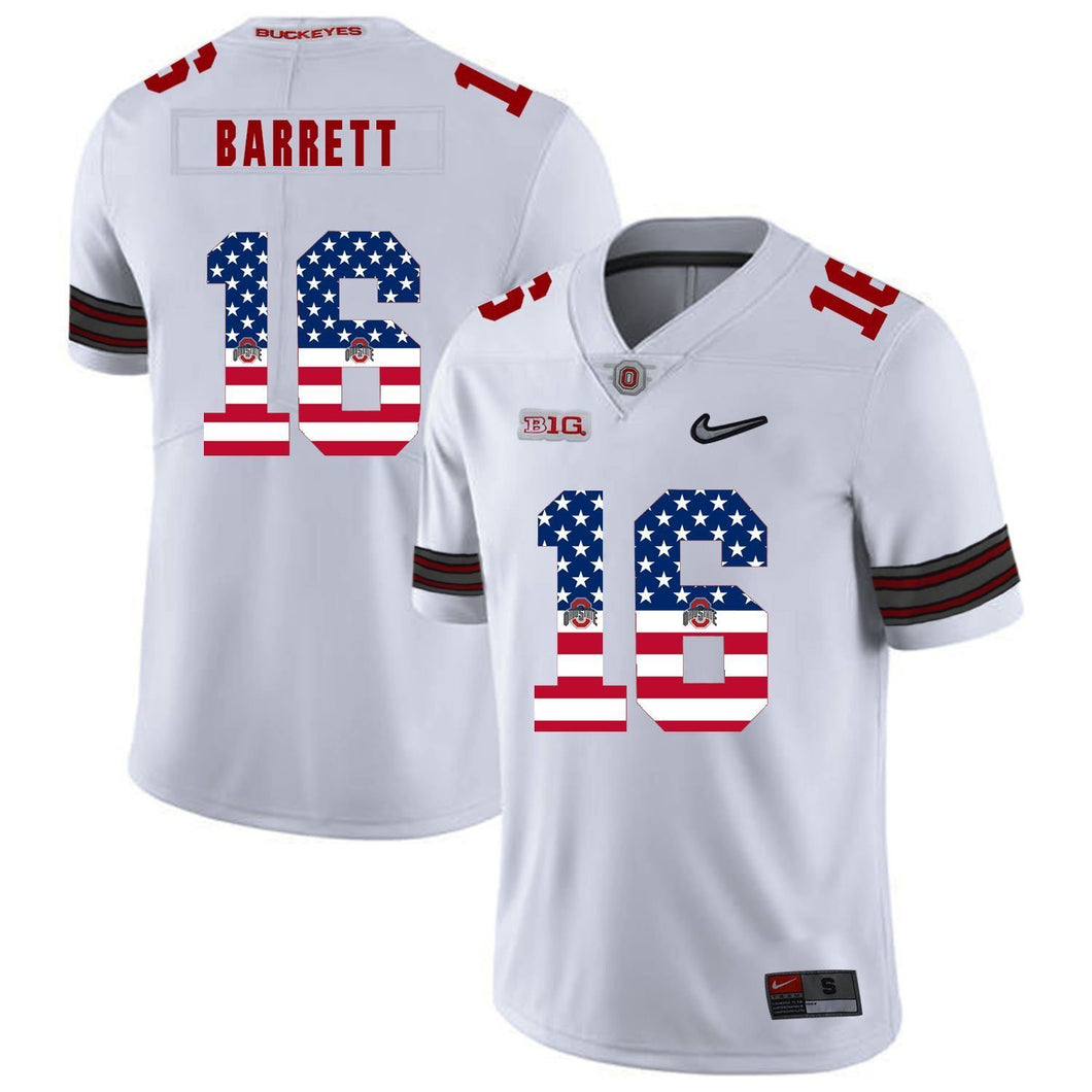 Ohio State J.T. Barrett 16 American Flag White 1 Football Jersey