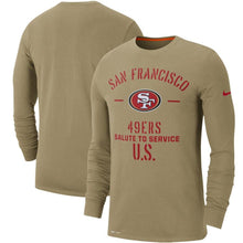 Load image into Gallery viewer, San Francisco 49Ers Nike 2019 Salute To Service Sideline Performance Long Sleeve Shirt - Tan - NFL Long Sleeve