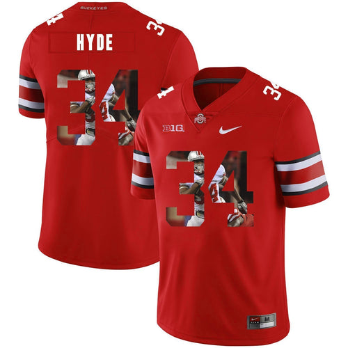 Ohio State Carlos Hyde 34 Digital Art Red 3 Football Jersey