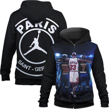 Load image into Gallery viewer, Psg Paris Saint-Germain Jordan X Neymar X Mbappe 3D Hoodie T-Shirt Limited Edition - 3D Printed Full-zip Hoodie