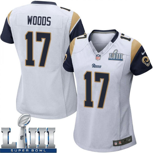 Women's Robert Woods #17 Los Angeles Rams  Super Bowl Liii Patch 2019 - White