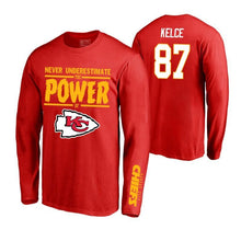 Load image into Gallery viewer, Travis Kelce Never Underestimate Red Nfl T-Shirt NFL Long Sleeve