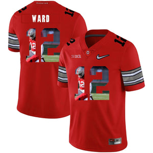 Ohio State Denzel Ward 12 Digital Art Red 1 Football Jersey