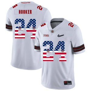 Ohio State Malik Hooker 24 American Flag White 1 Football Jersey