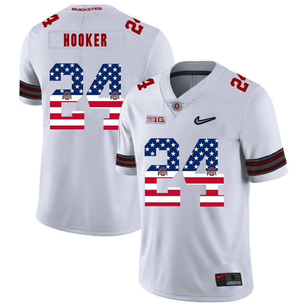 Ohio State Malik Hooker 24 American Flag White 1 Football Jersey