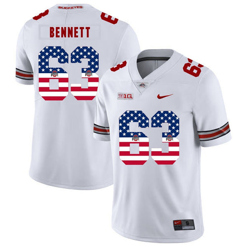 Ohio State Michael Bennett Iv 63 American Flag White 2 Football Jersey