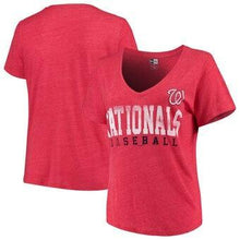 Load image into Gallery viewer, Washington Nationals 5Th &amp; Ocean By New Era Women's Plus Size Tri-Blend Jersey V-Neck T-Shirt - Red MLB Women T-shirt