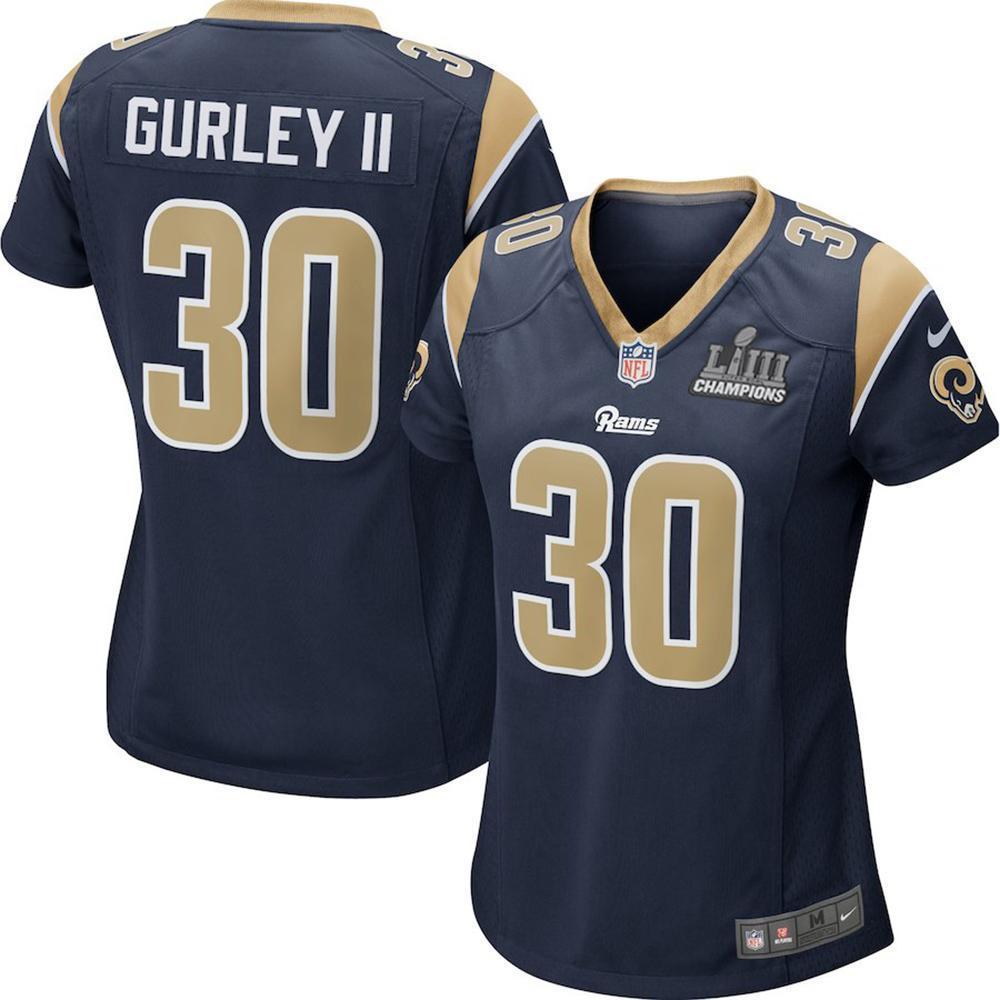 Women's Todd Gurley Ii #30 Los Angeles Rams Super Bowl Liii Champions Patch 2019 - Navy