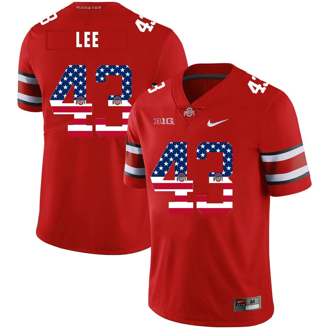 Ohio State Darron Lee 43 American Flag Red 3 Football Jersey