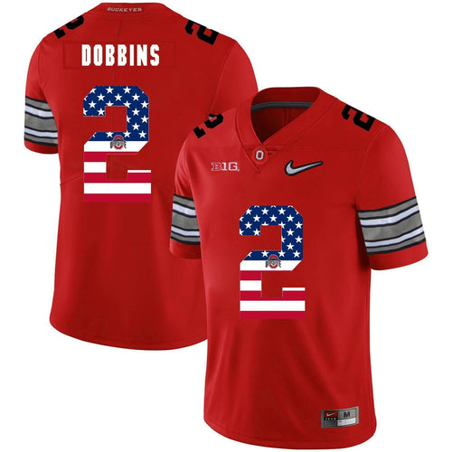 Ohio State J.K Dobbins 2 American Flag Red 1 Football Jersey