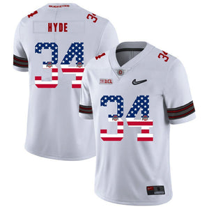 Ohio State Carlos Hyde 34 American Flag White 1 Football Jersey