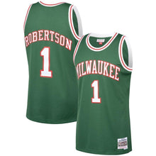 Load image into Gallery viewer, Oscar Robertson Milwaukee Bucks Mitchell &amp; Ness 1971-72 Hardwood Classics Swingman Jersey – Hunter Green