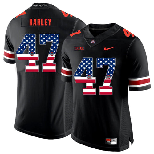 Ohio State Chic Harley 47 American Flag Black 1 Football Jersey